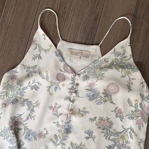 LOFT White Floral Spaghetti Strap Camisole